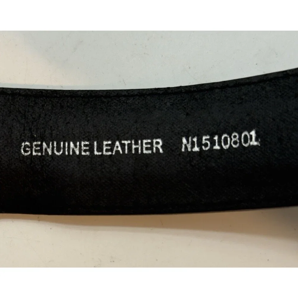 Nocona Black Leather Western Belt Men 40 Engraved Buckle Double Keeper Metal Tip